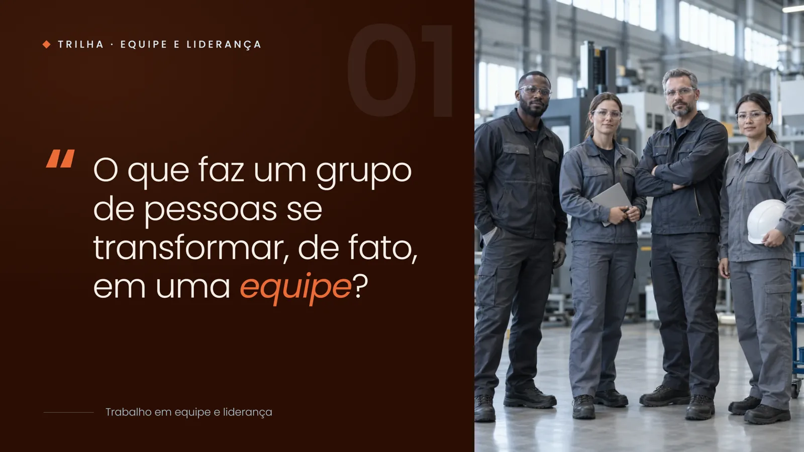 Capa real da apresentação Equipe e liderança para Medal · Trilha de Equipes